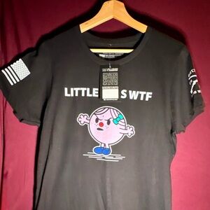 Grunt Style Black Kids Tee with Cartoon Design